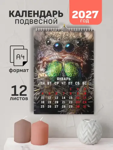 Календарь пауки 12л., А4, подвесной