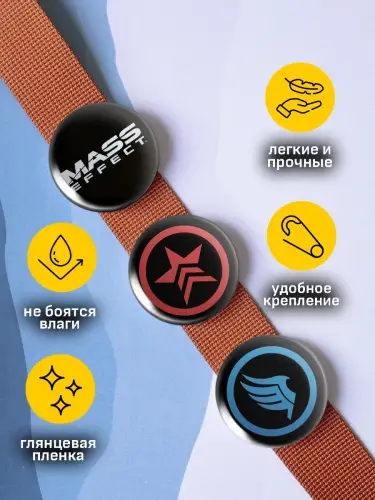Набор значков Mass Effect, 6 шт.