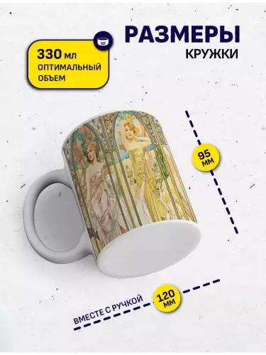 Кружка Альфонс Муха Времена дня, 330 мл.
