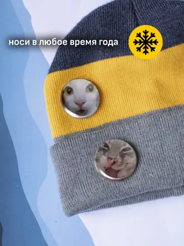 Набор значков мемы с котиками, 6 шт.