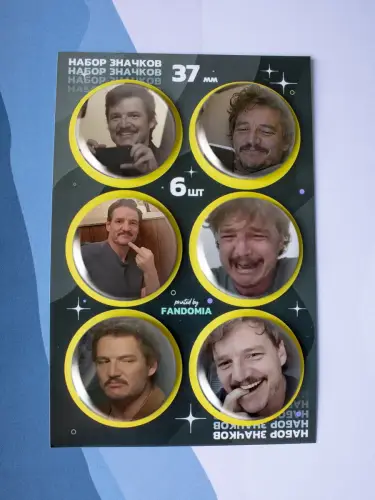 Набор значков мемы Педро Паскаль, 6 шт.