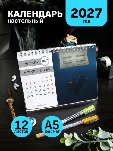 Календарь А5 Билли Айлиш, 12 л., настольный