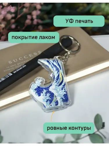 Брелок акриловый Большая волна Хокусай