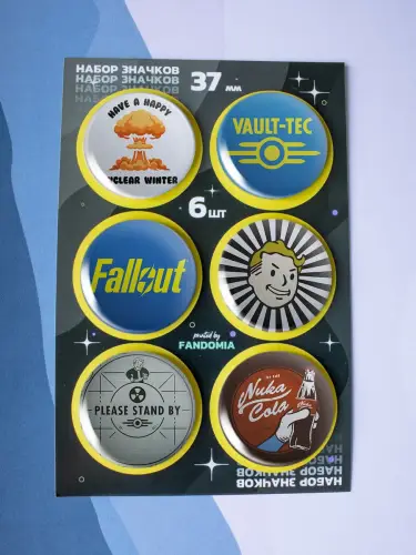 Набор значков Fallout, 6 шт.
