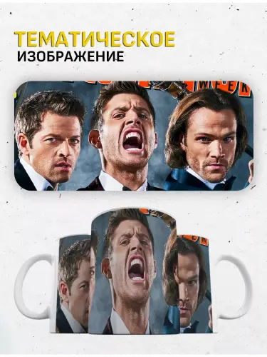 Кружка Сверхъестественное Дин, Сэм, Кастиэль, 330 мл.