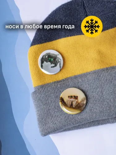 Набор значков пауки 37мм, 6 шт.