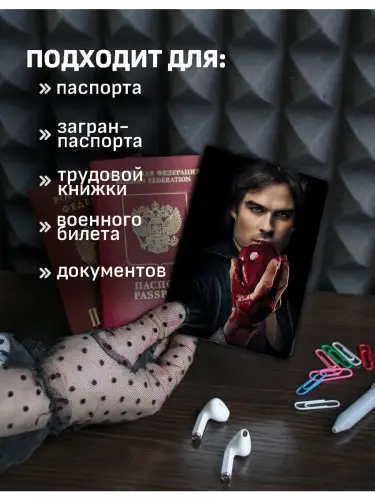 Обложка на паспорт Дневники вампира Деймон и Стефан Сальваторе