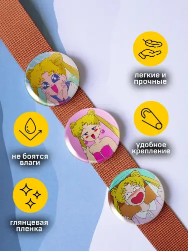 Набор значков Сейлор Мун Усаги, 6 шт.
