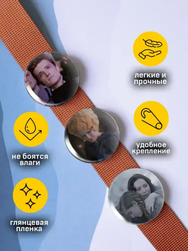 Набор значков Голодные игры, 6 шт.