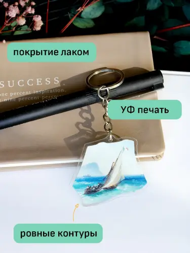 Брелок акриловый Неаполитанский залив с островом Капри Айвазовский