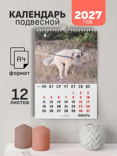Календарь А4 Какающие собаки, 12 л., подвесной