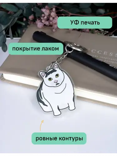 Брелок акриловый Кот Huh?