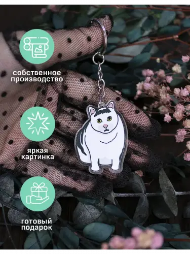 Брелок акриловый Кот Huh?